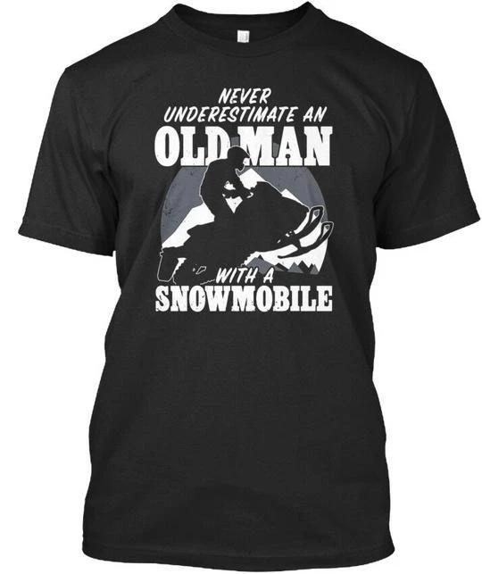 Mens Never Underestimate An Old Man With A Snowmobile T shirt Made in USA S-5XL