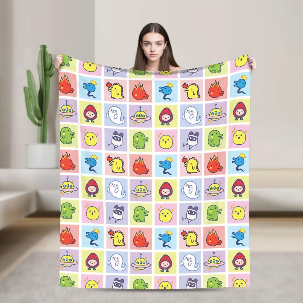 Tamagotchis Cartoon Blankets Kawaii Game Flannel Vintage Warm Throw Blankets for Home Autumn/Winter
