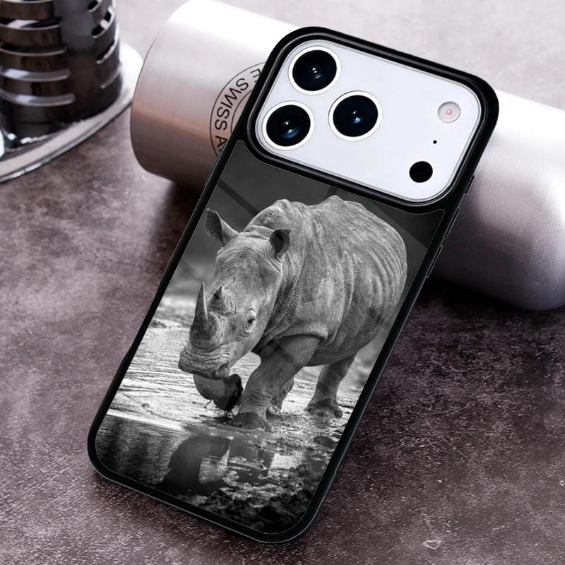 Animal Rhino Phone Case For iPhone 17 16 15 14 13 12 11 Pro Max Plus 17Air Soft Silicone Cover