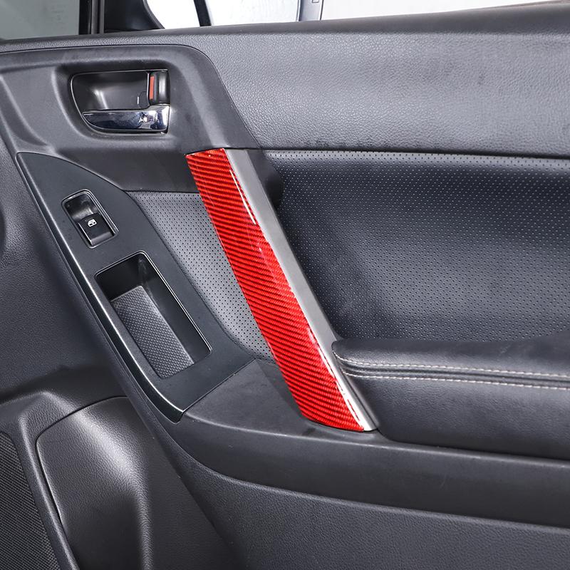 For Subaru Forester 2013 2014 2015 2016 2017 18 Soft Carbon Fiber Car Front Row Inner Handle Cover Trim Sticker Car