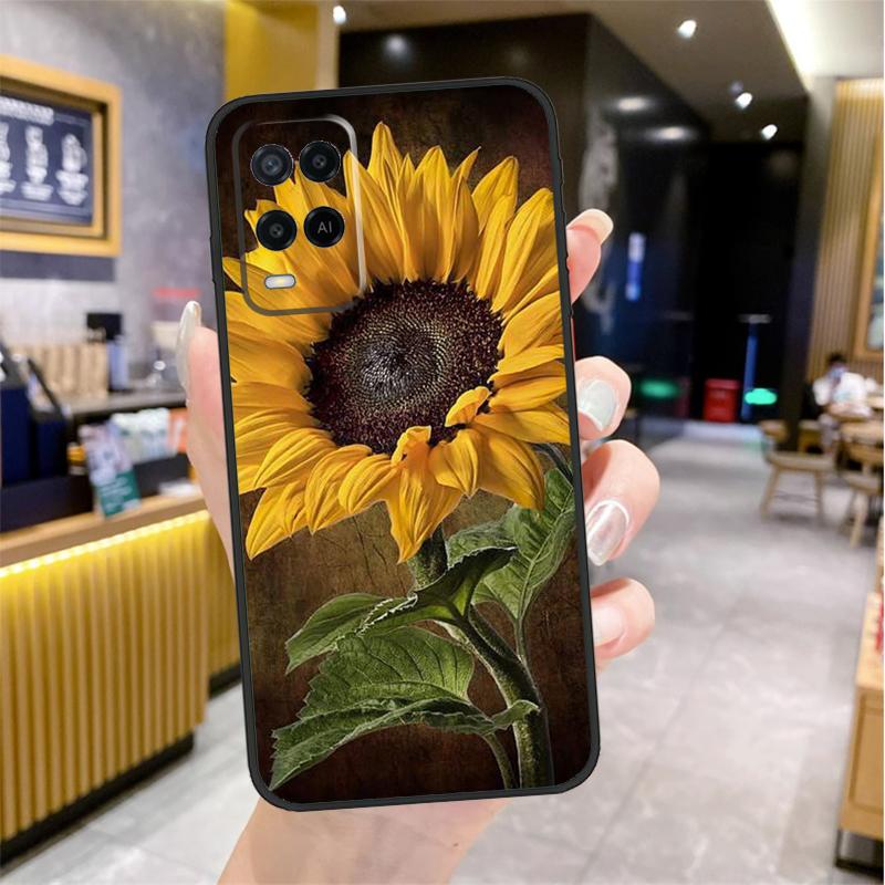Красивый желтый чехол-подсолнух для OPPO A53 A31 A5 A9 A96 A76 A16 A54 A74 A94 A52 A72 A92 A93 A15 A57 A77 A17