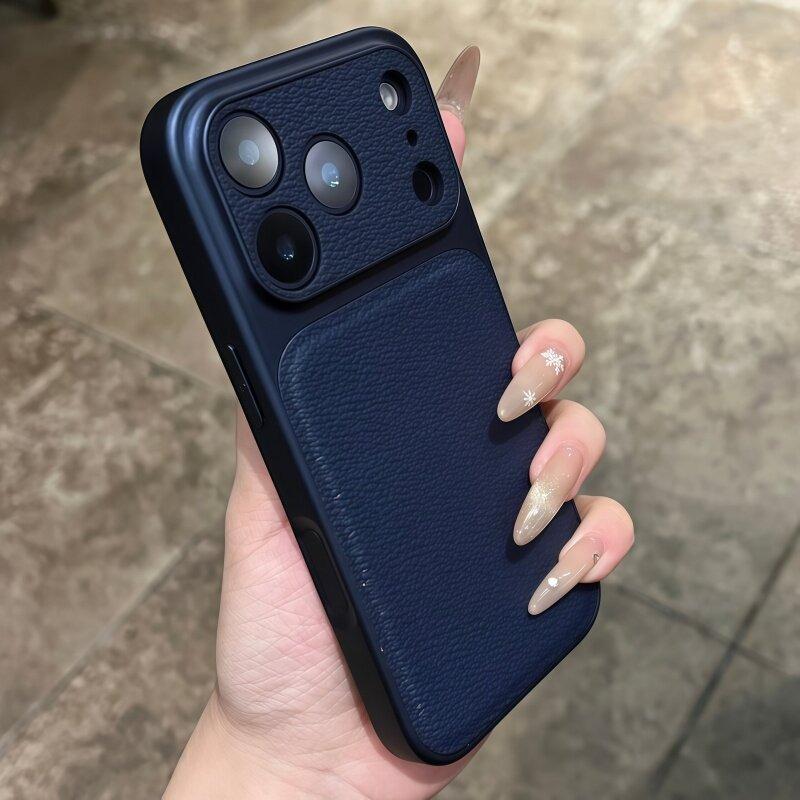 Матовый чехол с текстурой кожи для For Iphone 1 16 17 Pro Max 14 13 Конфетный цвет Узор личи Ультратонкий Ударопрочный чехол
