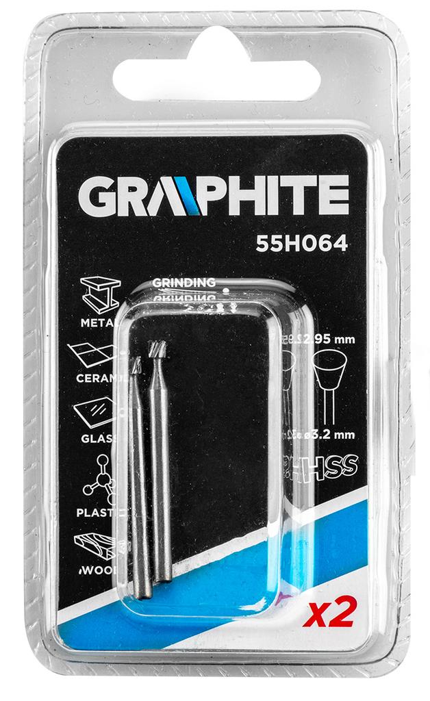 HSS trapezoidal cutter 2.95 mm, shank 3.2 mm, 2 pcs.