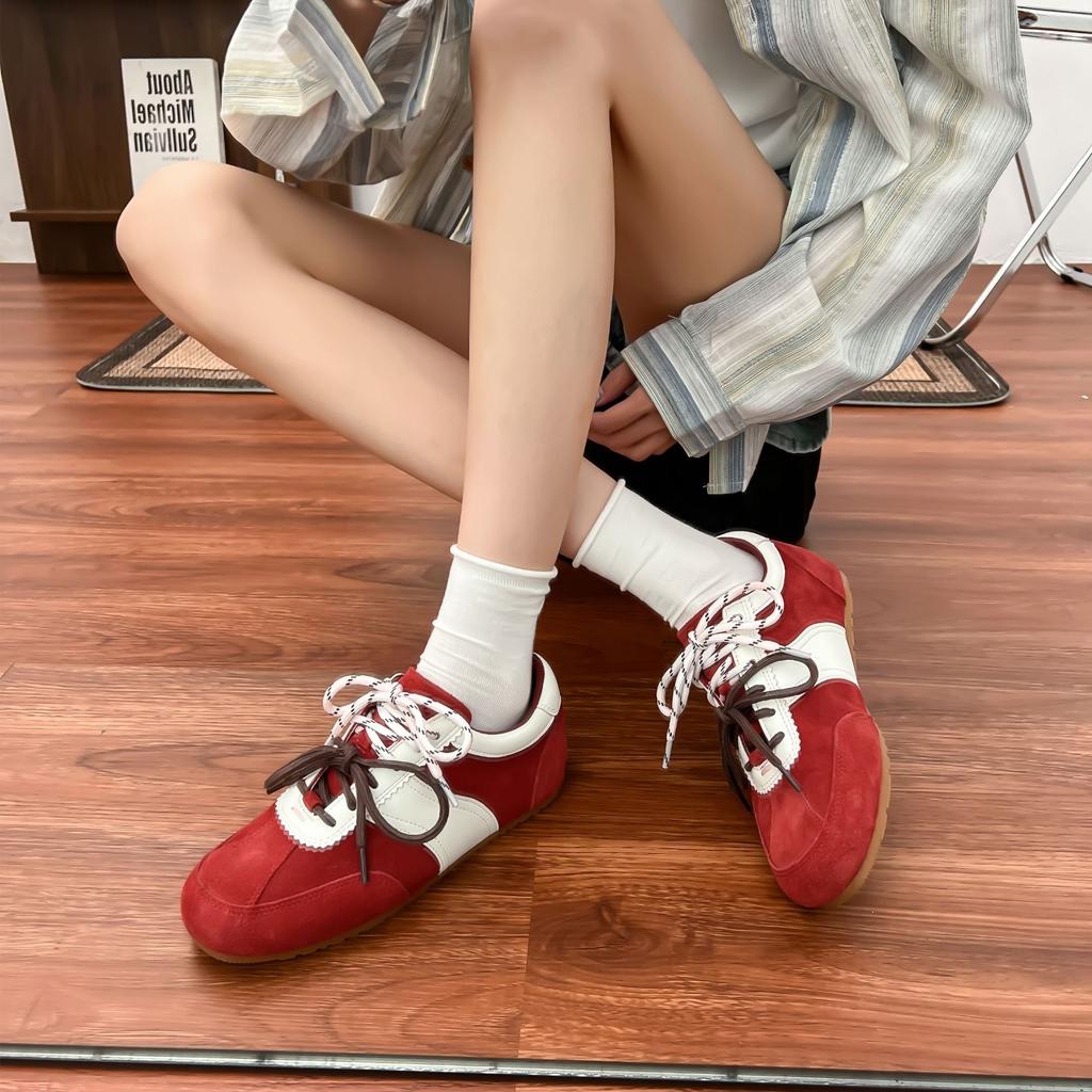 Grape Mother Summer New Retro Sports Shoes Women's Thick-soled Inner Height Increase German Training Shoes Women's Versatile Shallow Mouth Forrest Gum