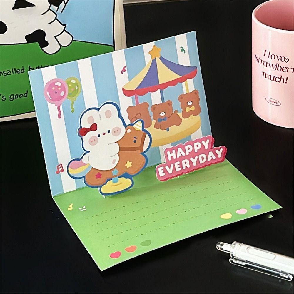 Ins Style Cartoon Birthday Card Cute Folding Postcard Creative Gift Card Friend