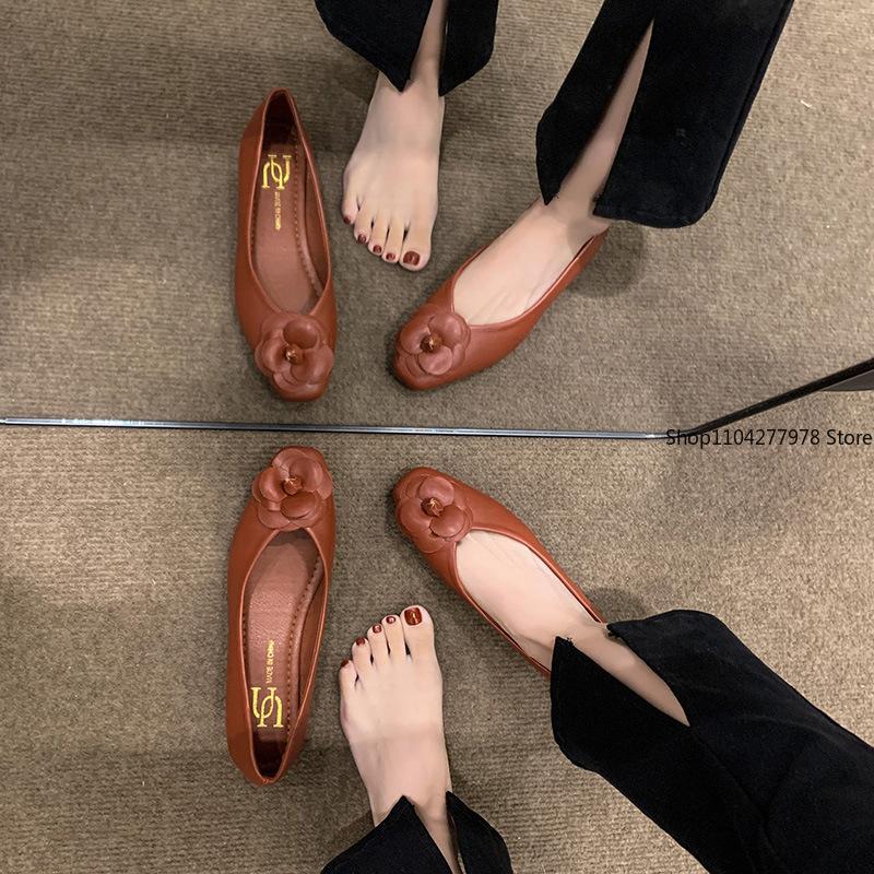 Модная женская одинарная обувь летняя низкий каблук квадратный носок цветок мелкий вырез оксфорды повседневные удобные мягкая подошва обувь для работы