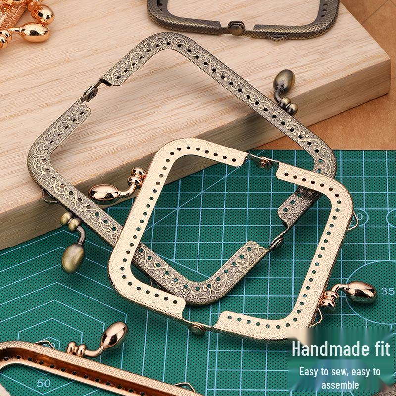 Квадратная застежка с тиснением в виде капли воды: Золотая и Зеленая Древнезолотая Фурнитура для Сумки - Ручка и Ремень для DIY