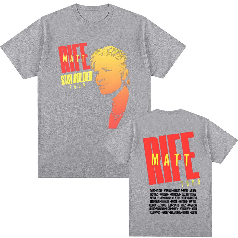 Футболка черная Stay Golden Tour Мэтт Райф Как на официальном сайте 2025 Лето 100% хлопок Футболка Удобные футболки высокого качества