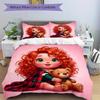 3pcs Cute Merida & Bear Quilt Cover Set - Soft and Cozy Bedroom, Guest Room and Dorm Decorative Bedding 3-Piece Set 1 Quilt Cover + 2 Pillow Sham