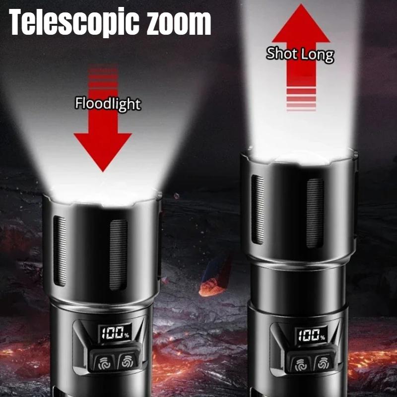 3 In 1 White Laser Flashlight Power Bank Feature IPX4 Waterproof Standard Digital Display Zoom Function Emergency Preparedness High Power