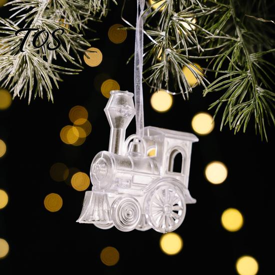 Durable Acrylic Hanging Decors Faux Crystal Christmas Ornaments, Clear Reindeer/Bell/Wreath/Wine Glass Winter Shiny Simulated Charms Wonderland