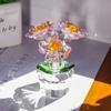 Clear Base Crystal Flower Statue Handcraft Artificial Flower Figurine  Anniversary