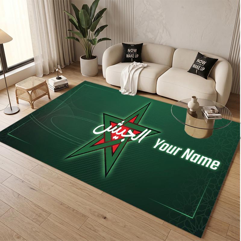 Personalized Crystal Velvet Carpet Morocco Football Pattern Non Slip Floor Rug