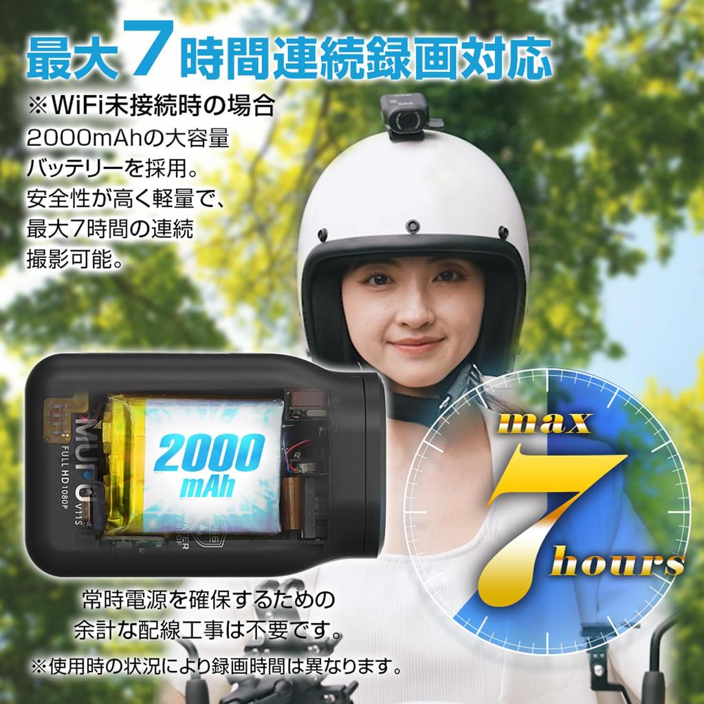 Compact Motorcycle Dash Cam with Helmet Mount for and 2 MUFU Smart Motorcycles, Bicycles, Cars, WiFi, Megapixels, Sensor, MF-BDVR003