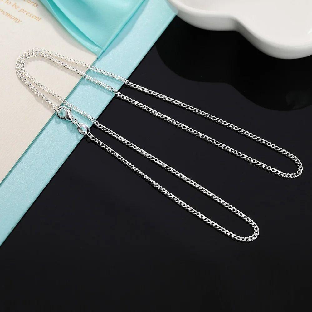 925 Sterling Silver Necklace 2MM String Chain New Side Chain Necklace Women Men
