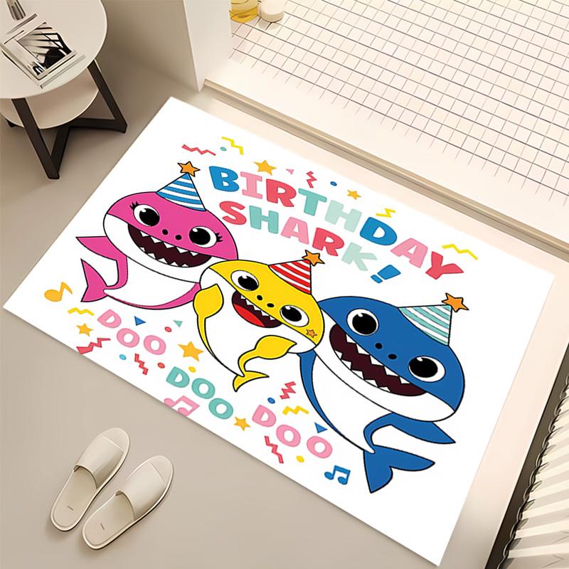 1pc B-Baby Shark Print Area Rug - Soft, Washable Non-Slip Indoor Mat, Living Room, Home Office Decorative Rug,Office Decorative