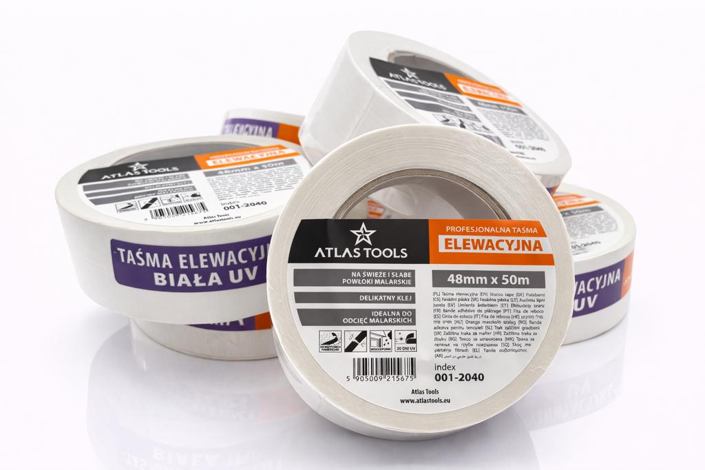 Atlas tools taśma elewacyjna biała wodoodporna delikatna odporna na uv 30 dni 48mm/50m