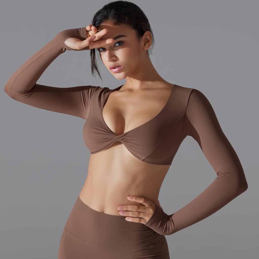 Auroth сексуальные женские рубашки для йоги с длинным рукавом для фитнеса и бега, трикотажный дышащий спортивный топ с отверстием для большого пальца