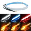 2PCS Car LED Guide Strip Ultra-thin Daytime Running Two-color Flow Belt Turn Tear Eye Light Headlights Head Lamp Universal