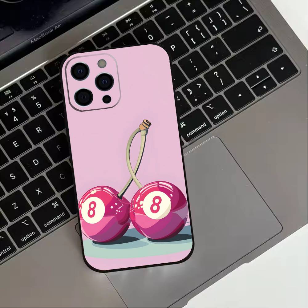 8 Ball Aesthetic Pink  Phone Case For iPhone 17,16,15,14,13,12,11 Plus,Pro Max,XS,Soft Silicone Black Cover