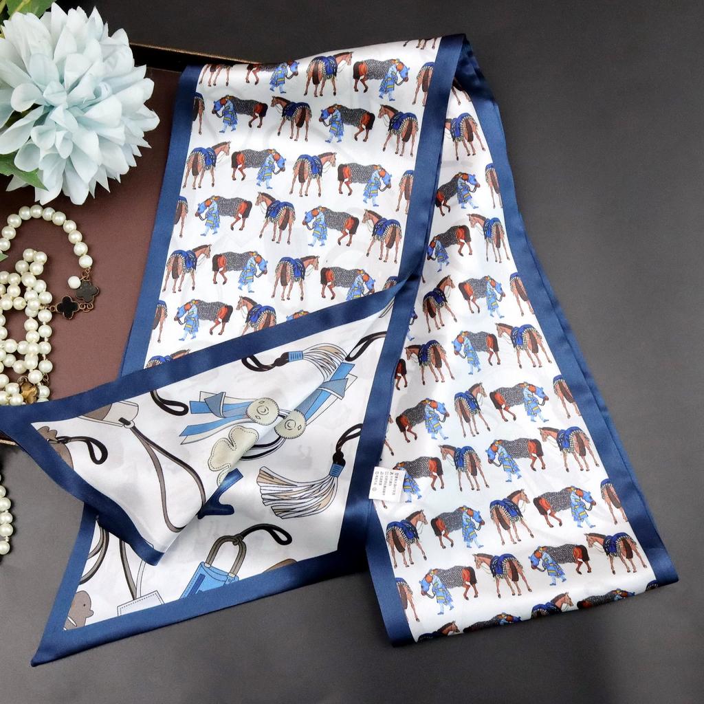 Галстук из тутового шелка для женщин Универсальный осенний стиль Шикарный узкий Многофункциональный декоративный Двухслойный шарф из 100% шелка