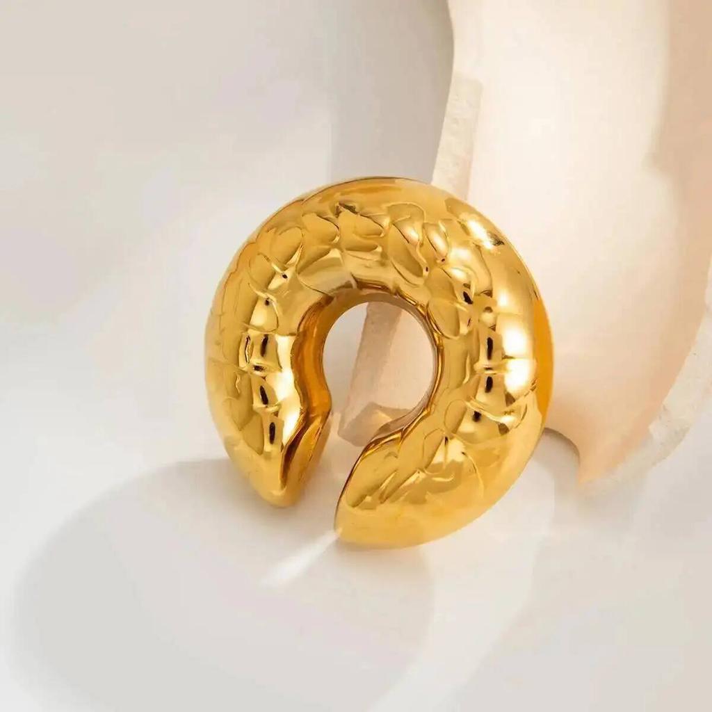 Salircon 1PC Trendy Hip-Hop Stainless Steel C-shaped Non Piercing Clip Earring Women Simple Gold Color Ear Accessory Jewelry