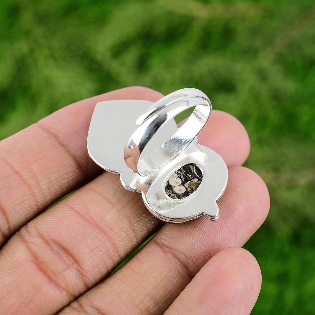 Агат Туррителла Камень 925 Стерлинговое Серебро Заявление Обещание Птица Кольцо Ювелирные Изделия