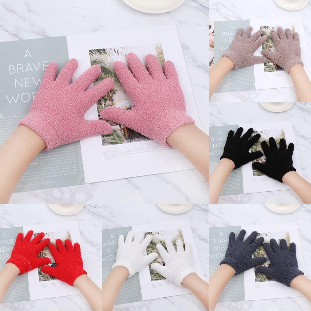 0-11 Years Old Lovely Soft Warm Cartoon Full Fingers Kids Gloves Candy Color Coral Plush Mittens