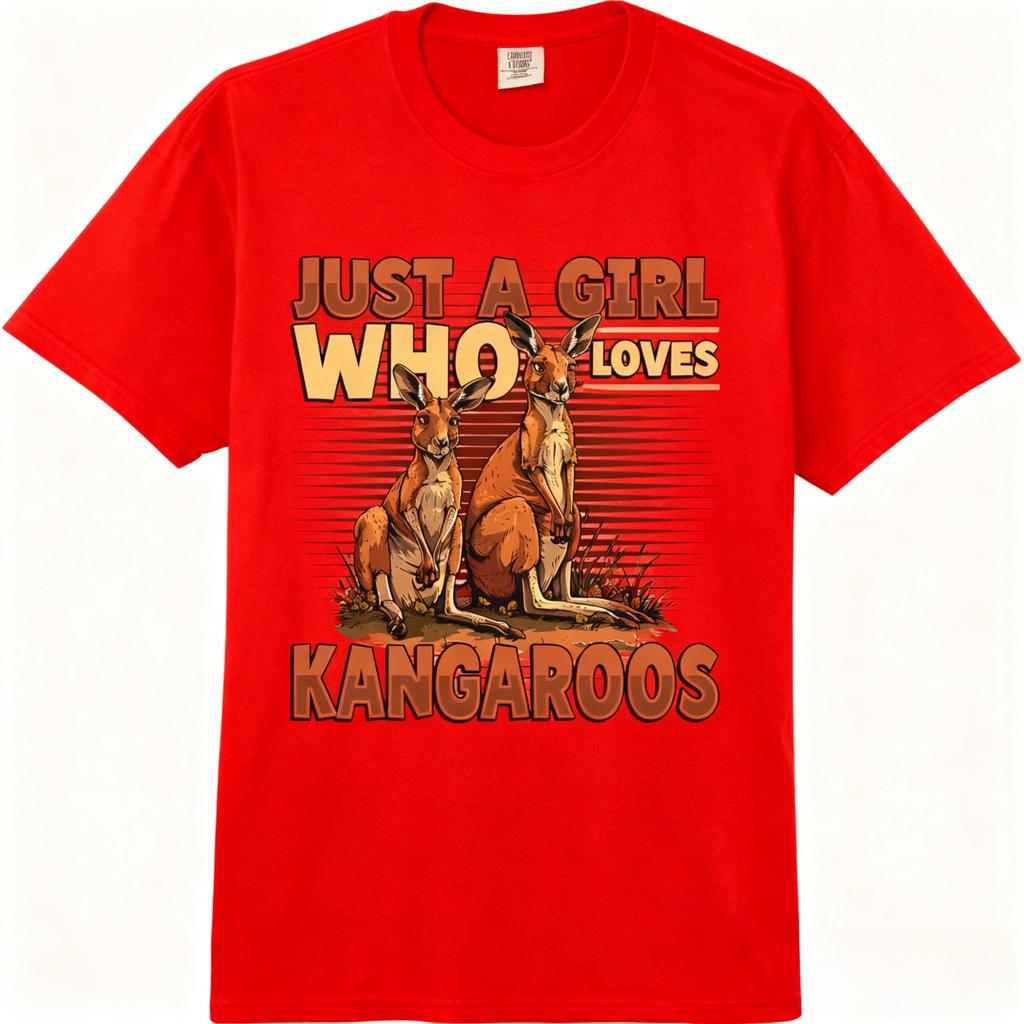 Just A Girl Who Loves Kangaroos Comfort 100% Cotton Adult Heavyweight Round Neck Short Sleeve Unisex Fashion Loose T-Shirt