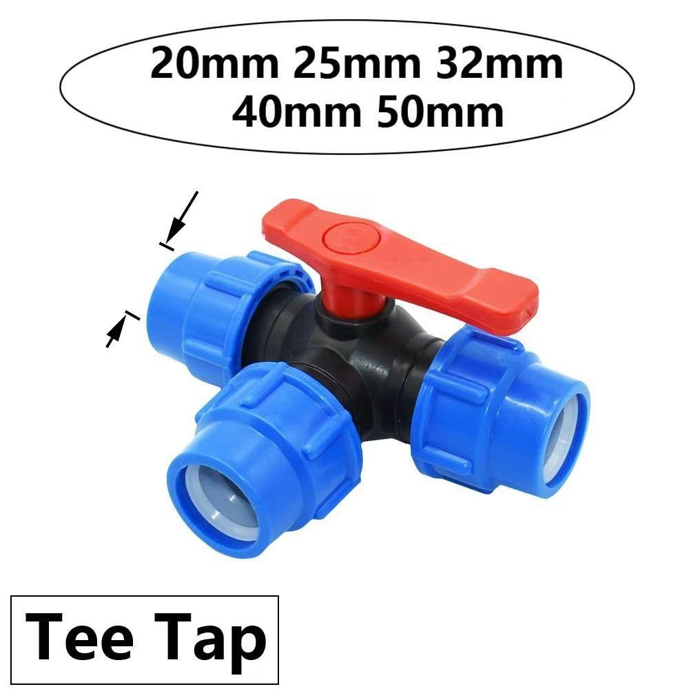 Irrigation PE Pipe Faucet Diverter Plastic Water Pipe Fittings 3-Way Ball Valve Household