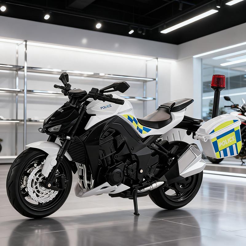 1:12 Z1000 Полицейский Сплав Литье под Давлением Модель Мотоцикла Коллекция Транспортных Средств Звук и Свет Внедорожный Автоцикл Игрушки Машина