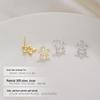 Banyan Tree S925 Silver Hollow Diamond Star Earrings - Korean Style Five-pointed Star Design for Women