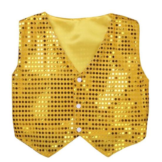 Kids Boys Girls Sequins Jazz Dance Show Vest Waistcoat Hip-Hop Costumes