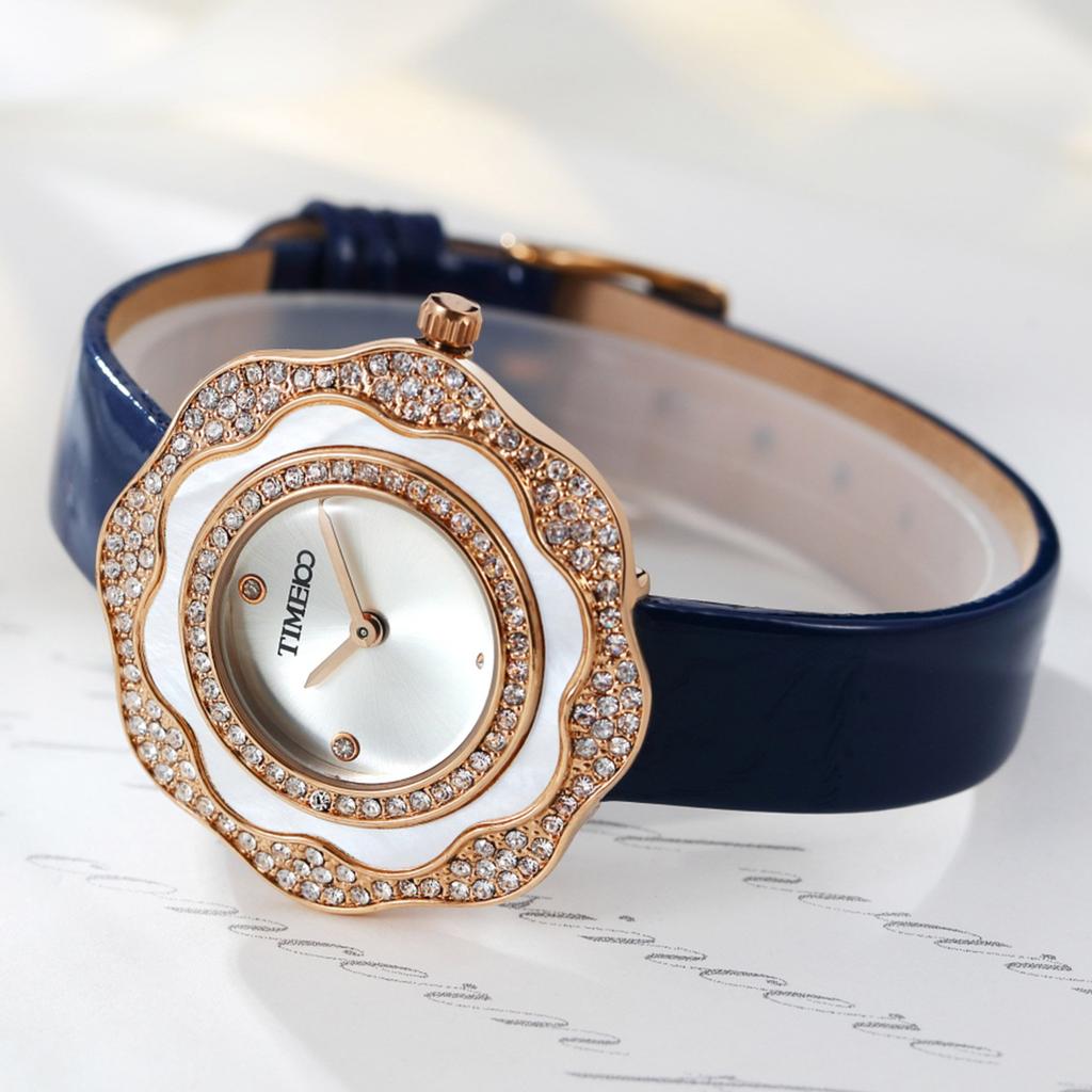 Часы TIME100 для водонепроницаемых 35 мм кожаных часов для старшеклассниц для синих женщин, Часы, Работающие от батарейки, Часы, Ремешок, Стильные, Аналоговые, Милые,