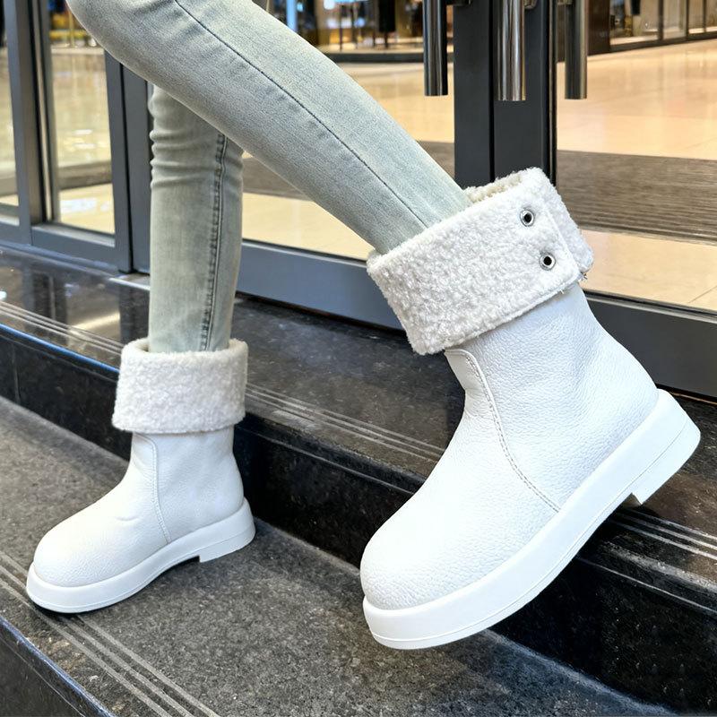 Women's Fashion Soft-Sole Winter Warm Fleece-Lined Snow Boots with Fleece Lining Short Boots, Slip-Resistant Casual Athletic Cotton Boots