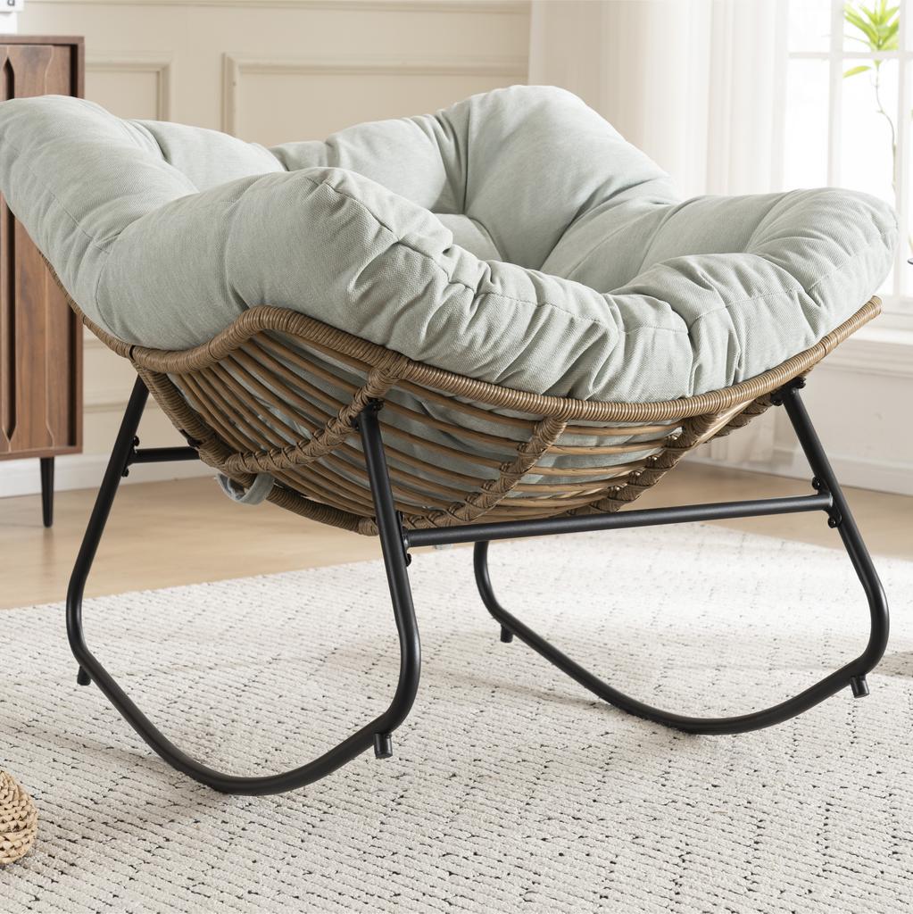 Rocking Chair, Chenille Upholstered Accent Chair, Modern Rocking Chair for Children's Room for Living Room, Bedroom, Apartment