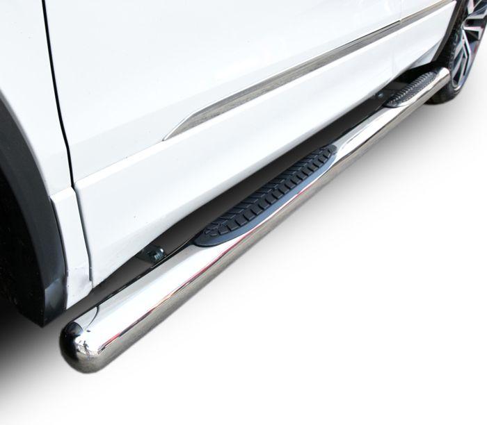 Tubes Marche-Pieds - JJ-AUTOMOTIVE - Compatible Volkswagen Tiguan 2016 - 2 Pièces - Noir - Fixation Incluse