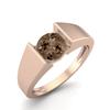 0.85 Ctw Round Smoky Quartz 925 Sterling Silver Rose Vermeil Solitaire Tension Set Women Wedding  Ring