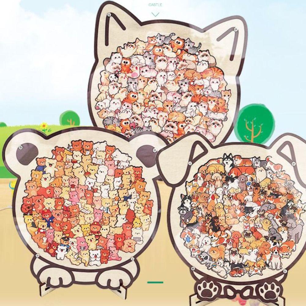 Животные Пазл Кошка Деревянный Пазл Собака Уникальный Неправильный Пазл Формы Кошки Пазл-вкладыш Подарки на День Рождения Рождество