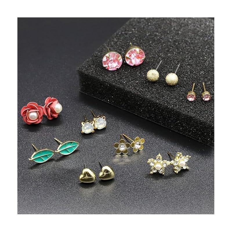 Umiwe Earrings Set 30 Pairs Surgical Stainless Steel Ladies Popularity Compatible with Metal Allergies Fashionable Cute South Korea Woman Accessories