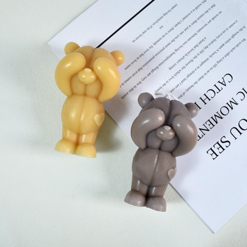 3D Eyecover Bear Shape Candle Silicone Mold for DIY Hand-made Candle Ornaments Mould Handicrafts Making Tool Baking Mold