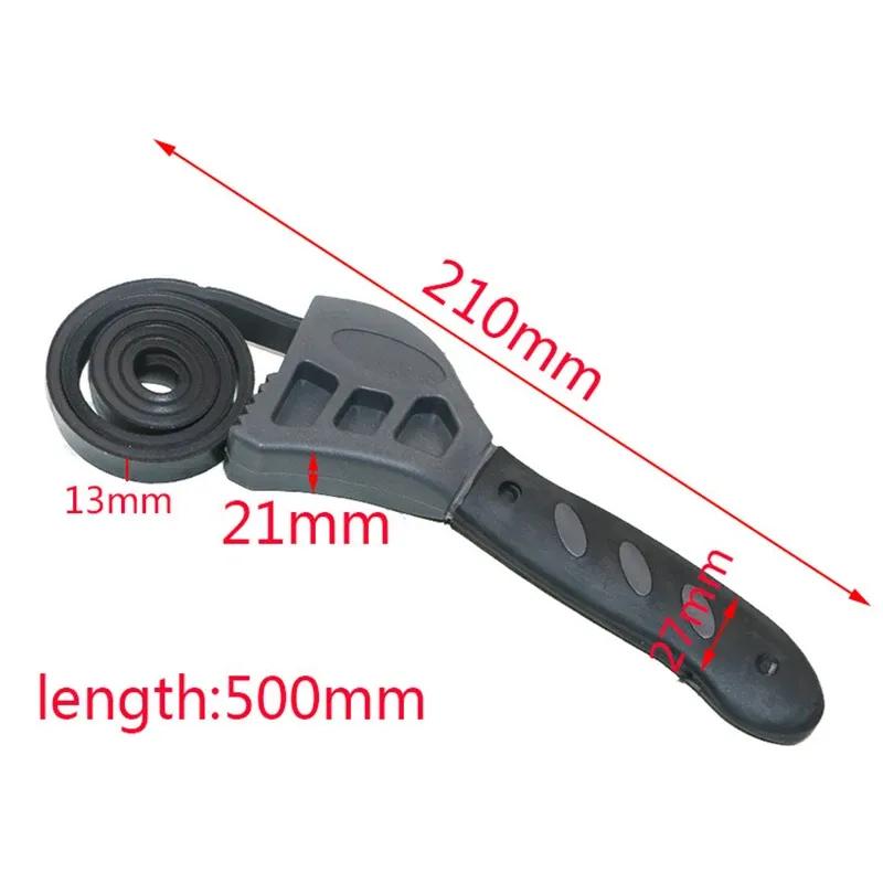 Universal 500mm Multitool Wrench Rubber Strap Adjustable Spanner for Any Shape Opener Tool Black Belt Wrench Auto Tools