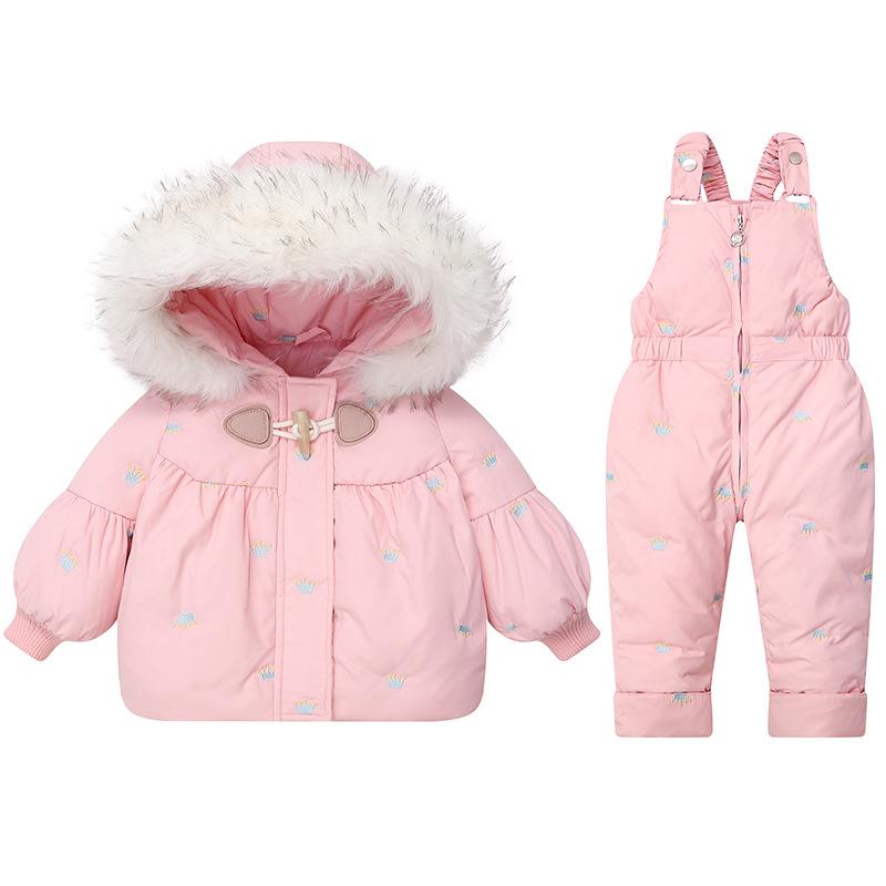 Winter Children's Clothing Set Two Pcs Girl Down Jacket Baby Snowsuit Clothes Overalls for Kids Toddler Jumpsuit Coat