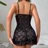 Сексуальная черная кружевная майка-ночнушка, облегающий крой, украшение бантом, женское нижнее белье, пижама 387, смелый женственный домашний костюм для сна со сладкими акцентами в виде бантов