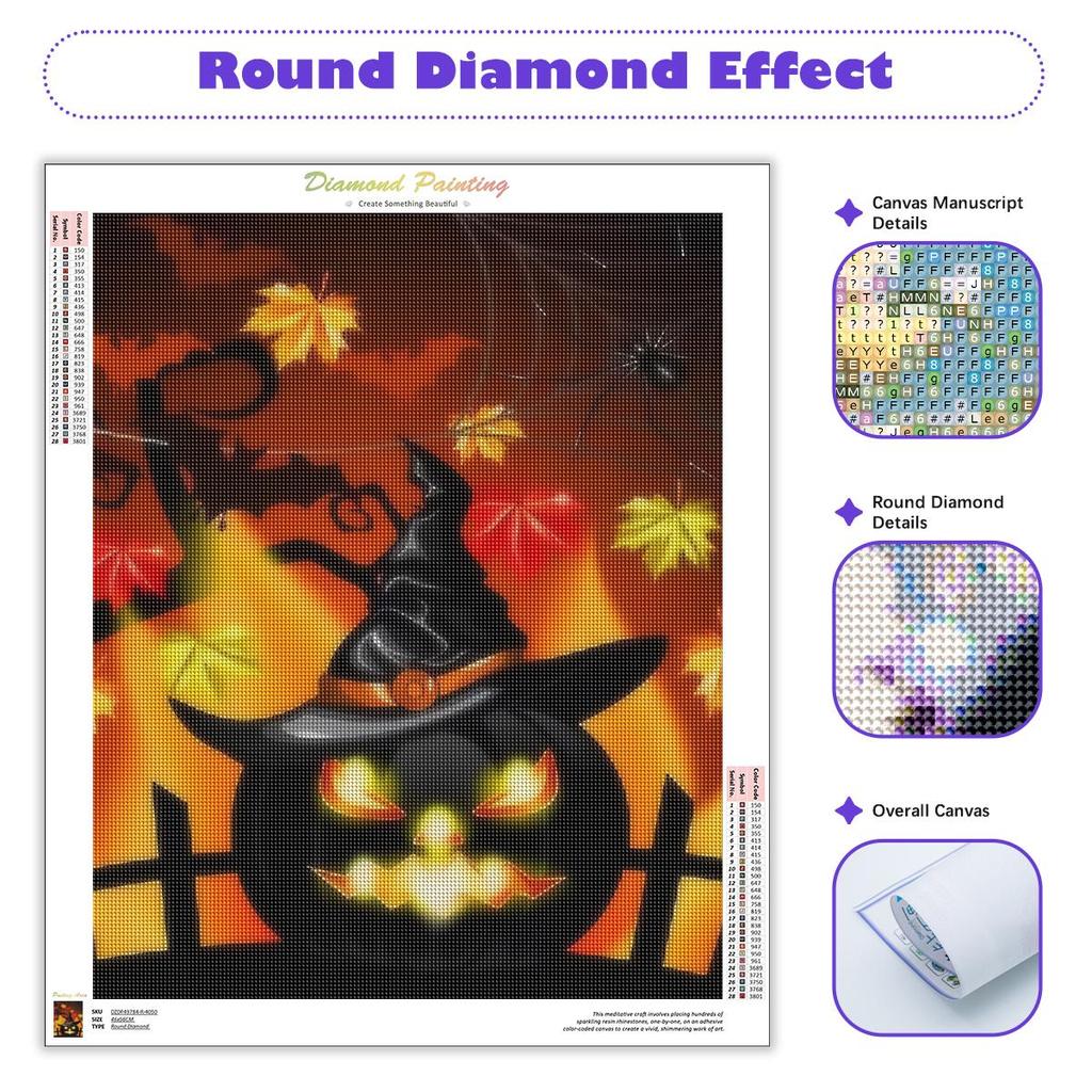 5D DIY Алмазная картина Хэллоуин Тыква Алмазная вышивка Летучая мышь Мозаика Украшение дома 30x40 см/12x16 дюймов