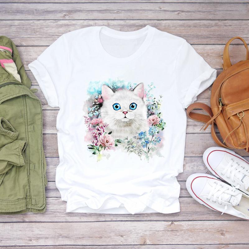 Women Cartoon Dog Tshirts Funny Face Animal Casual Pet Love Fashion Print Lady T-Shirts Top Womens Graphic Female T-Shirt