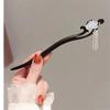 New Chinese Style Elegant Lotus Tassel Black Wood Hairpin Retro Hair Stick Back Head Updo Hair Accessory for Horse Face Skirt Daily Wear
