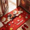 Cute Horse Pattern New Year Door Mat Red Non-slip Door Carpet Water Absorption Soft Blanket Home Decorations