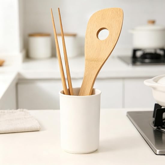 [FSC Certified Product] TAKEMI Bamboo Spatula & Cooking Chopsticks 2-Piece Set, 30cm, Slotted Spatul