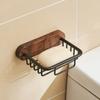 Walnut soap box Drain free punch shelf soap dish Light Luxury bathroom soap rack wall mounted soap box